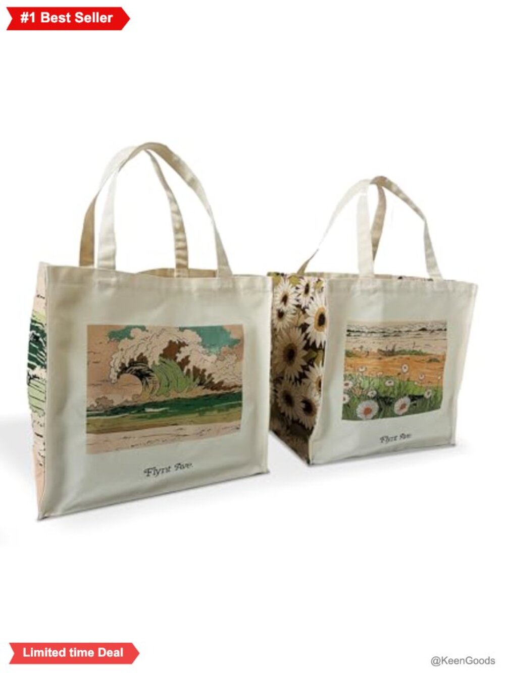 Extra Large Heavy Duty Canvas Tote Bag 2 Pack Reusable Grocery Shopping Bag